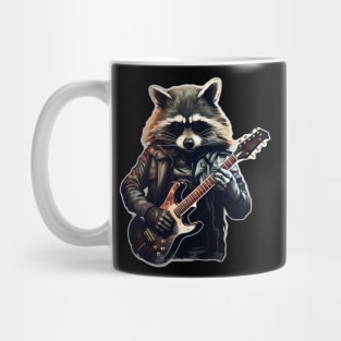 Metalhead raccoon guitar player Mug